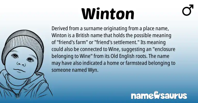 Infographic about Winton name meaning, Winton is a name from Old English, British origin(s).