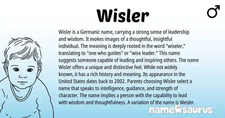 Infographic about Wisler name meaning, Wisler is a name from Germanic, English origin(s).