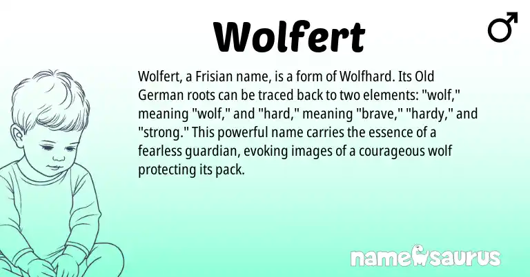 Infographic about Wolfert name meaning, Wolfert is a name from Frisian, Old German origin(s).