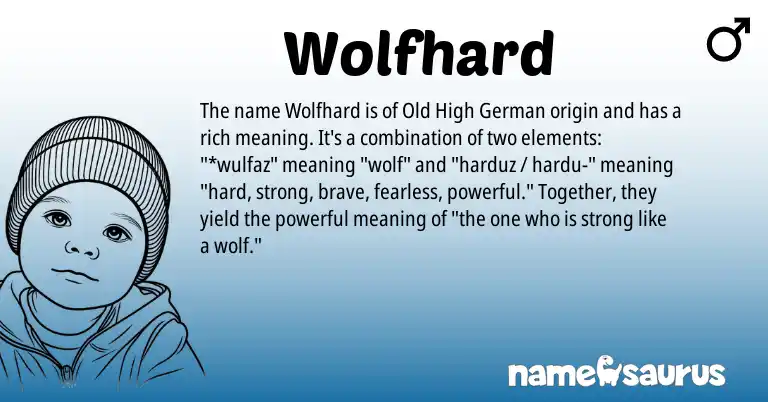 Infographic about Wolfhard name meaning, Wolfhard is a name from Old High German origin(s).