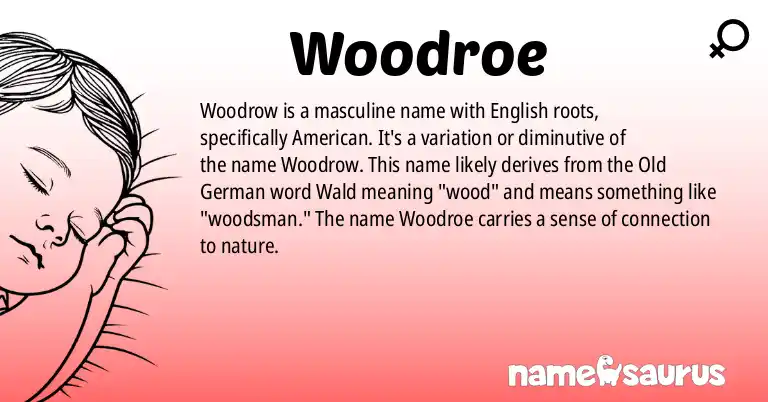 Infographic about Woodroe name meaning, Woodroe is a name from English (American) origin(s).