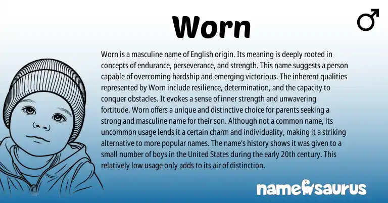 Infographic about Worn name meaning, Worn is a name from English origin(s).