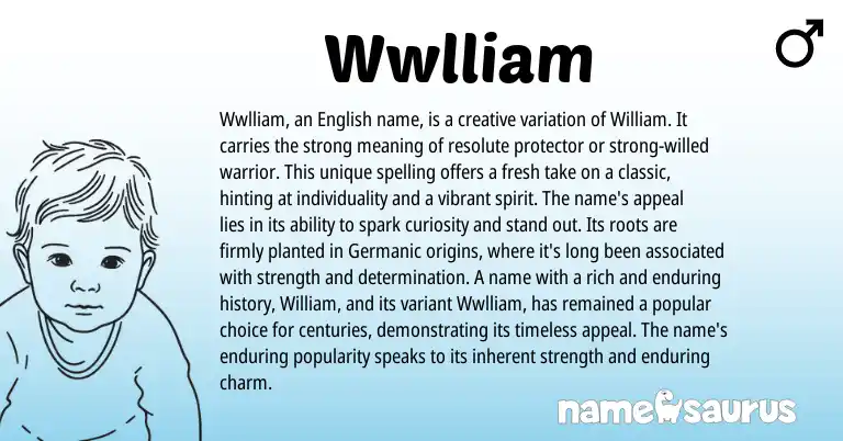 Infographic about Wwlliam name meaning, Wwlliam is a name from English origin(s).