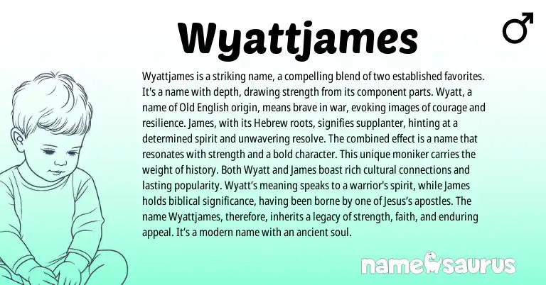 Infographic about Wyattjames name meaning, Wyattjames is a name from English origin(s).