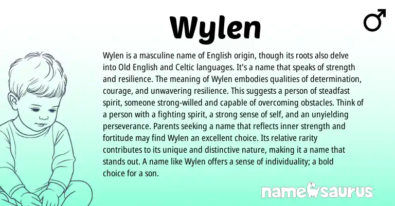 Infographic about Wylen name meaning, Wylen is a name from English, Celtic origin(s).