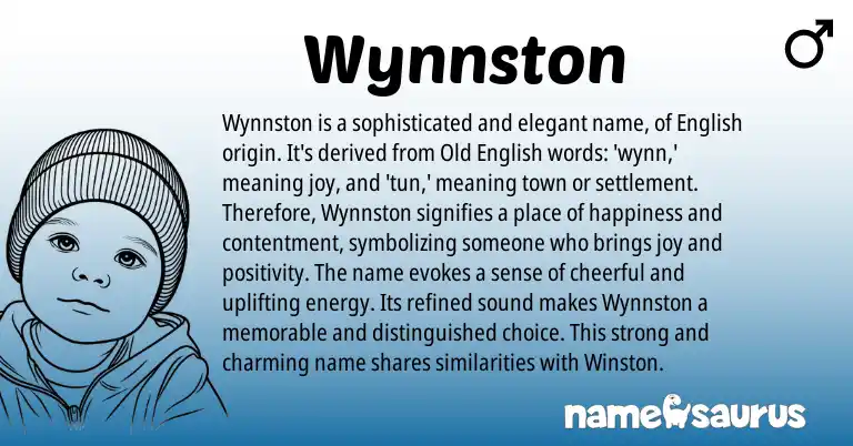 Infographic about Wynnston name meaning, Wynnston is a name from English origin(s).