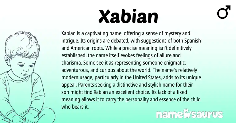 Infographic about Xabian name meaning, Xabian is a name from Spanish origin(s).
