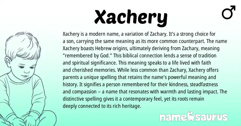 Infographic about Xachery name meaning, Xachery is a name from English origin(s).