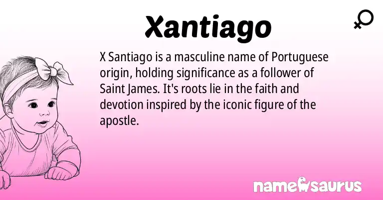 Infographic about Xantiago name meaning, Xantiago is a name from Portuguese origin(s).