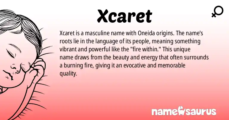 Infographic about Xcaret name meaning, Xcaret is a name from Oneida origin(s).