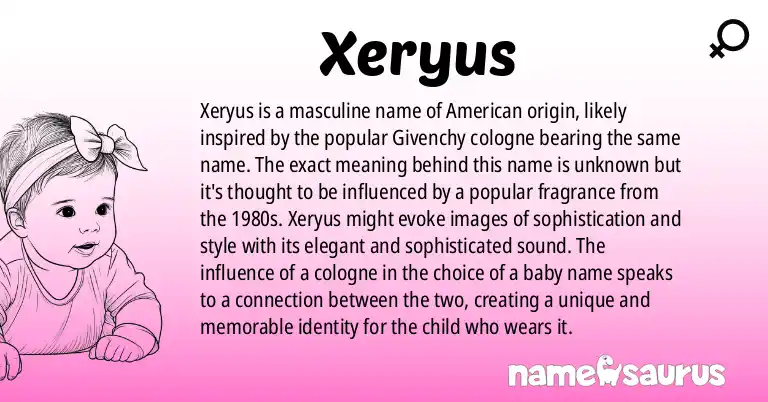 Infographic about Xeryus name meaning, Xeryus is a name from American origin(s).