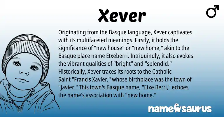 Infographic about Xever name meaning, Xever is a name from Basque origin(s).