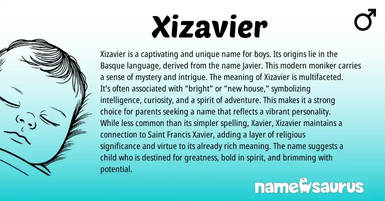 Infographic about Xizavier name meaning, Xizavier is a name from Basque origin(s).