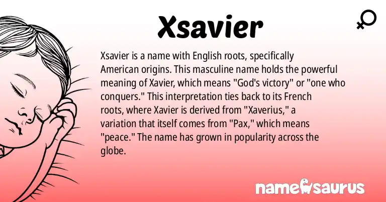 Infographic about Xsavier name meaning, Xsavier is a name from English (American) origin(s).