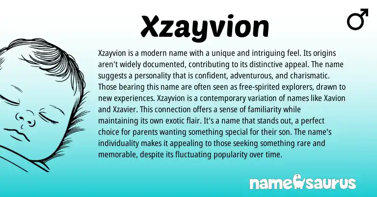 Infographic about Xzayvion name meaning, Xzayvion is a name from Other origin(s).