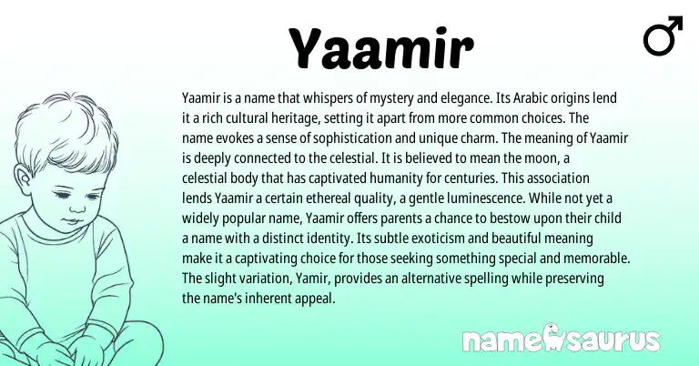 Infographic about Yaamir name meaning, Yaamir is a name from Arabic origin(s).