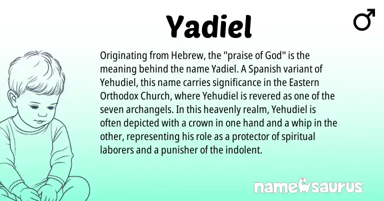 Infographic about Yadiel name meaning, Yadiel is a name from Spanish, Hebrew origin(s).