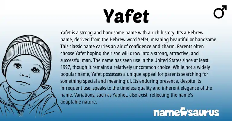 Infographic about Yafet name meaning, Yafet is a name from Hebrew origin(s).