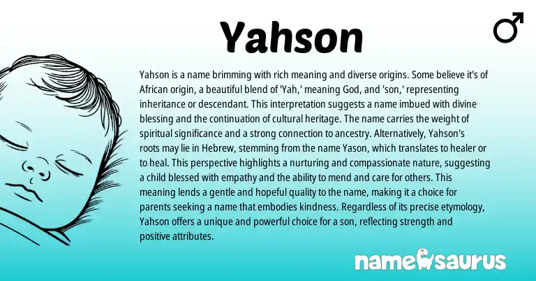 Infographic about Yahson name meaning, Yahson is a name from African origin(s).