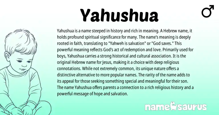 Infographic about Yahushua name meaning, Yahushua is a name from Hebrew origin(s).