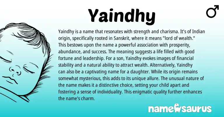 Infographic about Yaindhy name meaning, Yaindhy is a name from Indian, Sanskrit origin(s).