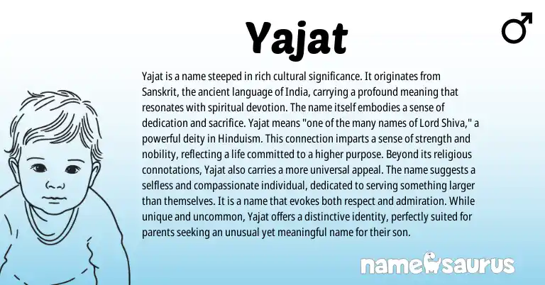 Infographic about Yajat name meaning, Yajat is a name from Oriya, Sanskrit origin(s).