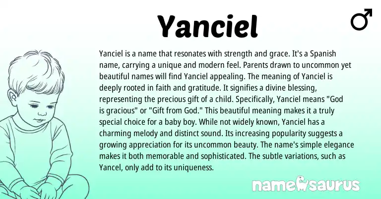 Infographic about Yanciel name meaning, Yanciel is a name from Spanish origin(s).