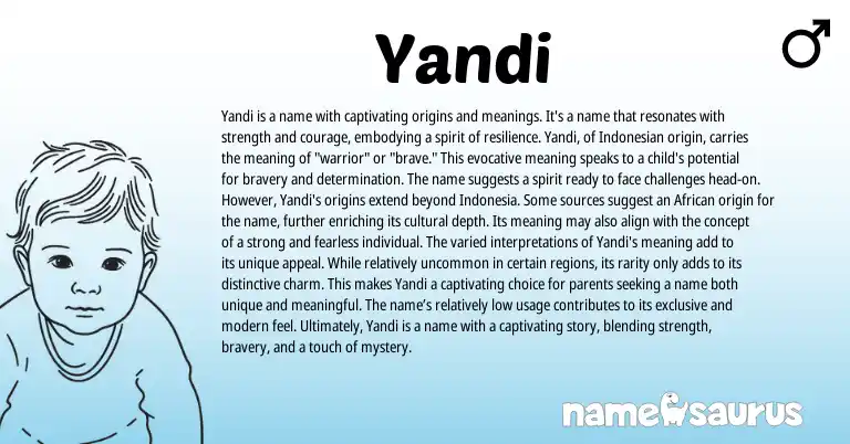 Infographic about Yandi name meaning, Yandi is a name from Indonesian, Indo origin(s).