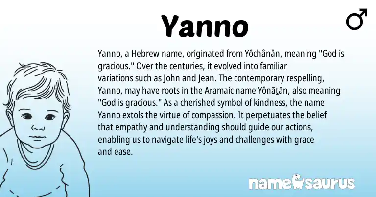 Infographic about Yanno name meaning, Yanno is a name from Aramaic, Hebrew origin(s).