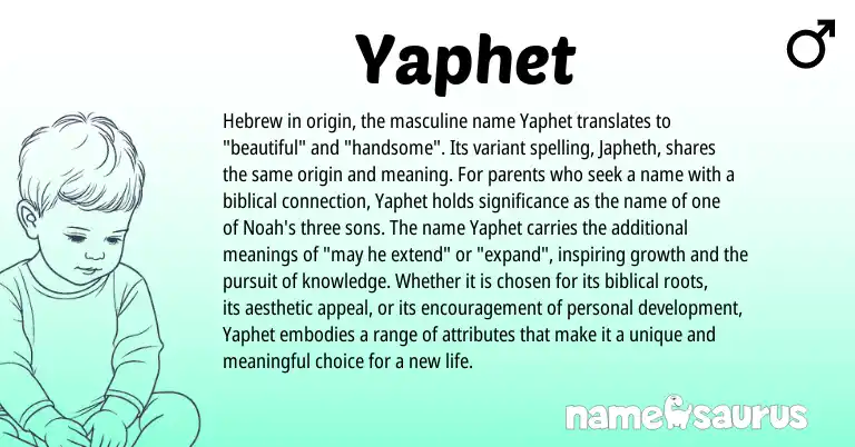 Infographic about Yaphet name meaning, Yaphet is a name from Hebrew origin(s).