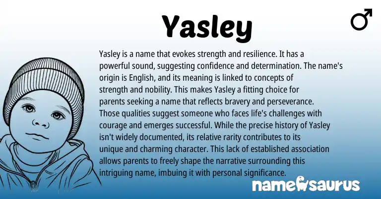 Infographic about Yasley name meaning, Yasley is a name from English origin(s).