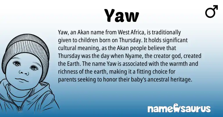 Infographic about Yaw name meaning, Yaw is a name from Akan, West Africa origin(s).