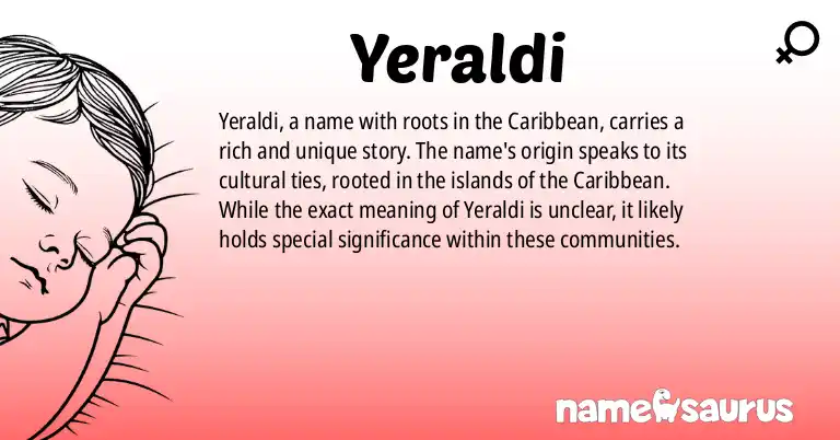 Infographic about Yeraldi name meaning, Yeraldi is a name from Caribbean origin(s).