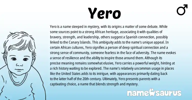 Infographic about Yero name meaning, Yero is a name from African, Spanish origin(s).