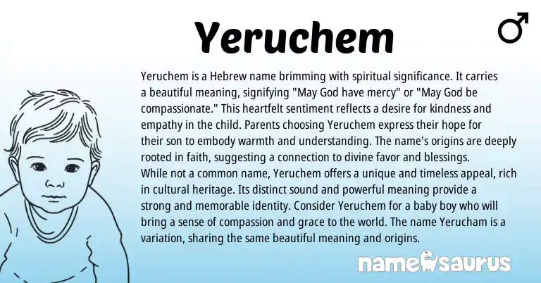 Infographic about Yeruchem name meaning, Yeruchem is a name from Hebrew origin(s).