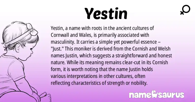 Infographic about Yestin name meaning, Yestin is a name from Cornish, Welsh origin(s).