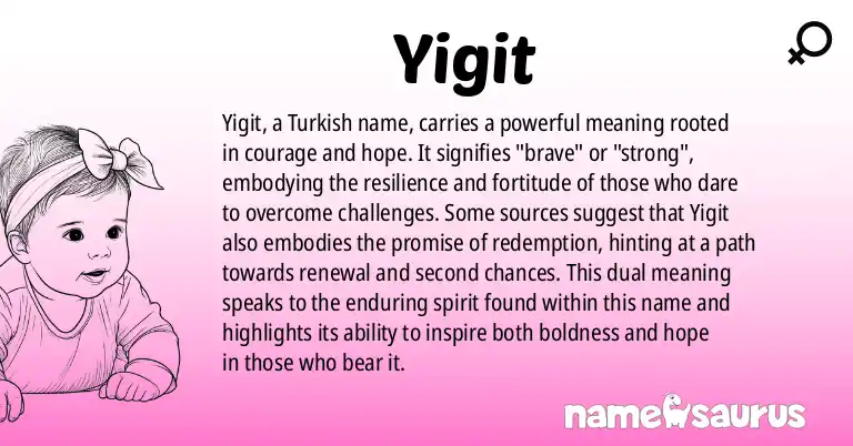 Infographic about Yigit name meaning, Yigit is a name from Turkish origin(s).