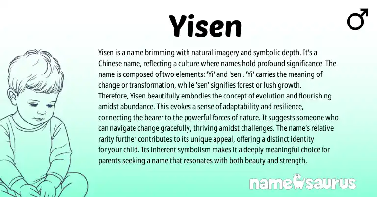Infographic about Yisen name meaning, Yisen is a name from Chinese origin(s).