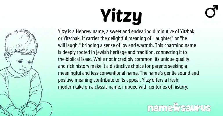 Infographic about Yitzy name meaning, Yitzy is a name from Hebrew origin(s).