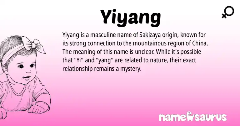 Infographic about Yiyang name meaning, Yiyang is a name from Sakizaya origin(s).