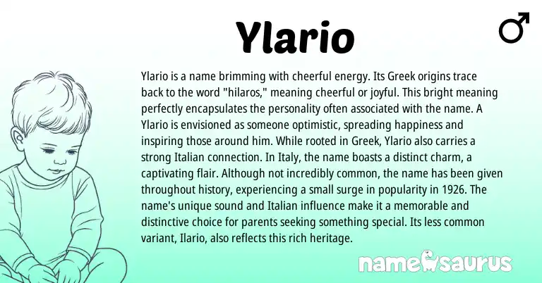 Infographic about Ylario name meaning, Ylario is a name from Greek origin(s).