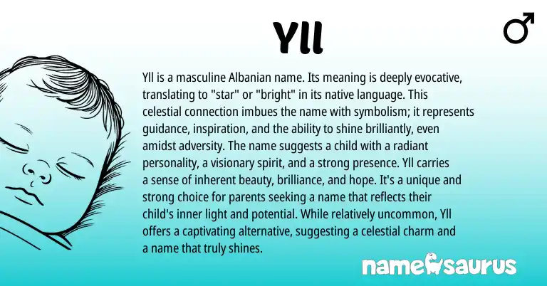 Infographic about Yll name meaning, Yll is a name from Albanian origin(s).