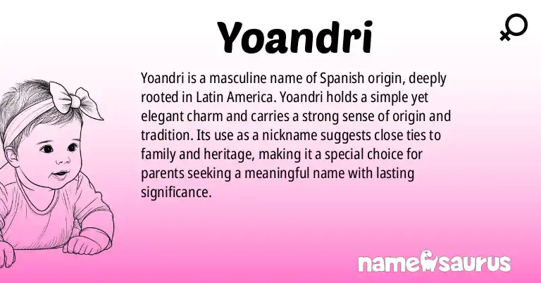 Infographic about Yoandri name meaning, Yoandri is a name from Spanish (Latin American) origin(s).