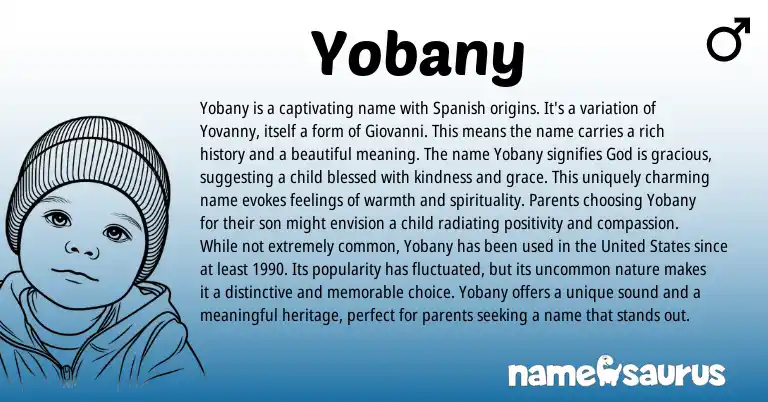 Infographic about Yobany name meaning, Yobany is a name from Italian, Spanish origin(s).
