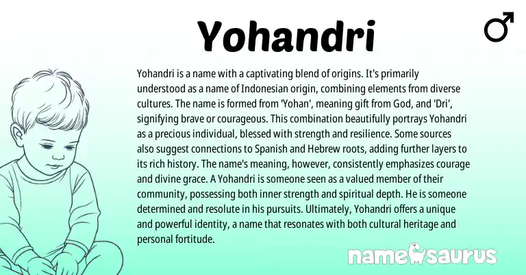 Infographic about Yohandri name meaning, Yohandri is a name from Indonesian origin(s).