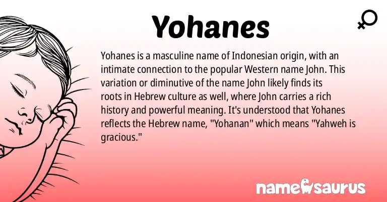 Infographic about Yohanes name meaning, Yohanes is a name from Indonesian origin(s).