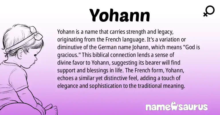 Infographic about Yohann name meaning, Yohann is a name from French origin(s).