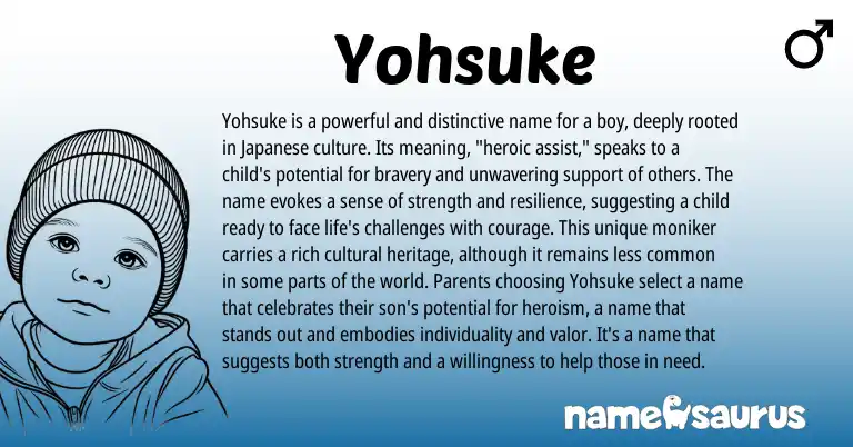 Infographic about Yohsuke name meaning, Yohsuke is a name from Japanese origin(s).