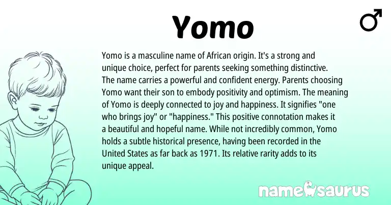 Infographic about Yomo name meaning, Yomo is a name from African origin(s).