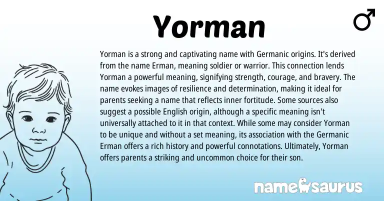 Infographic about Yorman name meaning, Yorman is a name from Germanic origin(s).